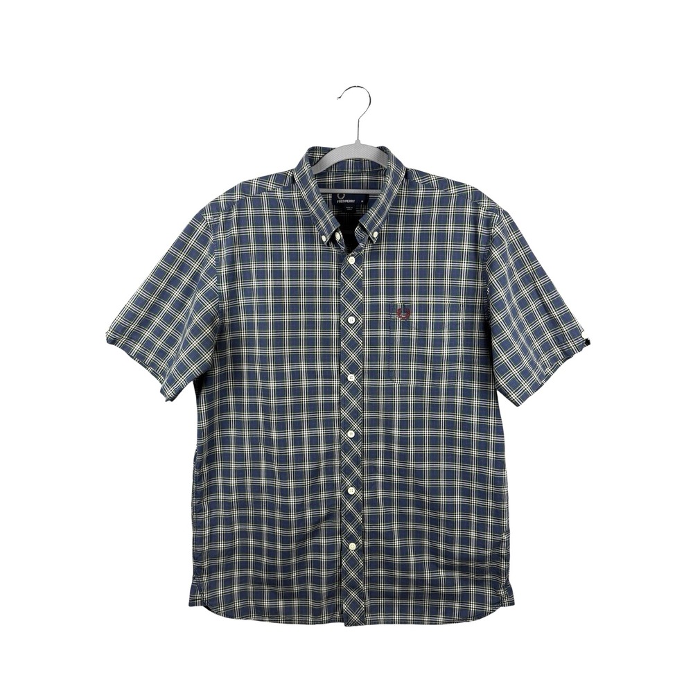FRED PERRY Short Sleeve Multicolor Plaid Shirt Men's Size M, 100% Cotton